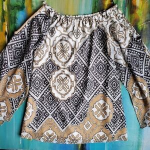 Chico’s Neutrals Cold Shoulder Blouse